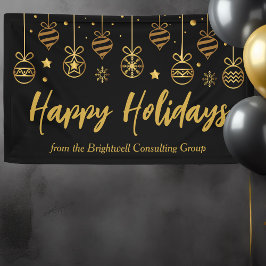 Elegante Black Gold Custom Business Holiday Party Banner