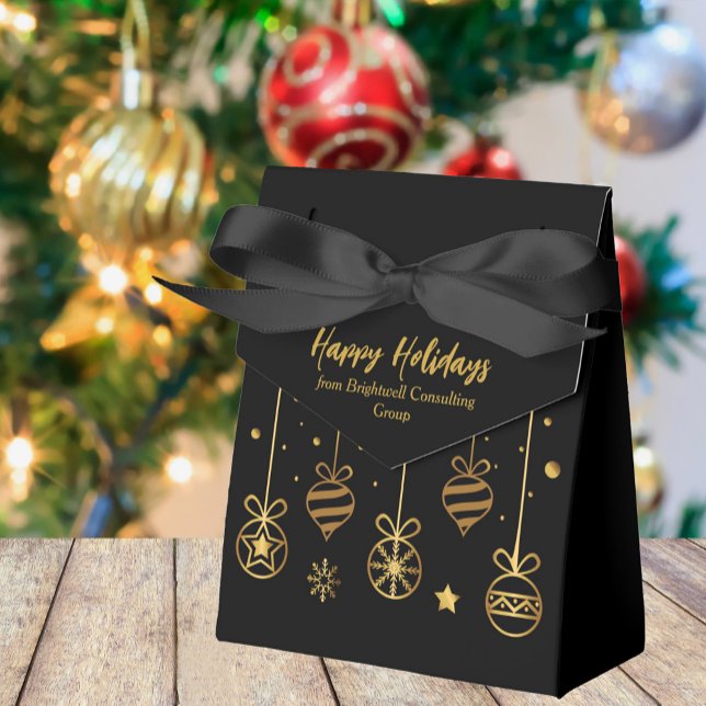Elegante Black Gold Custom Business Holiday Party Geschenkschachtel (Von Creator hochgeladen)