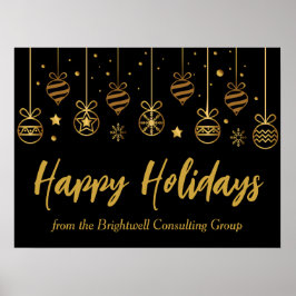 Elegante Black Gold Custom Business Holiday Party Poster