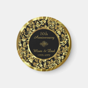 Elegante Black & Gold Damask - Jubiläum Magnet