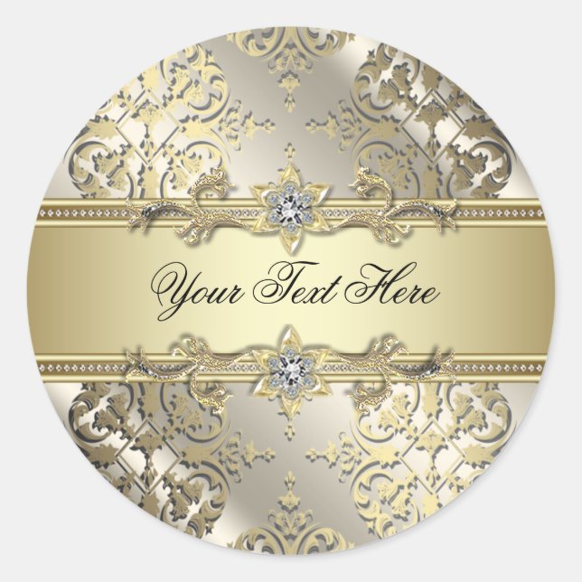 Elegante Black Gold Damask Stickers (Vorderseite)