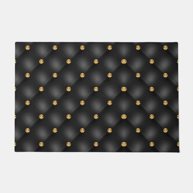 Elegante Black Gold Diamond Tufted Doormat Fußmatte (Vorderseite)