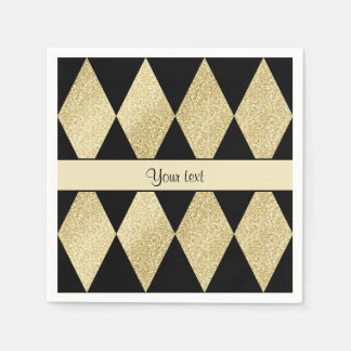 Elegante Black & Gold Diamonds Serviette