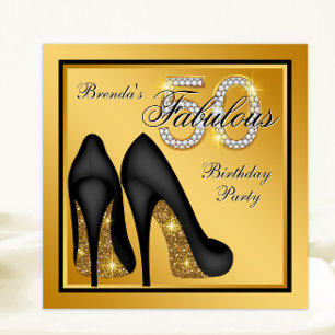 Elegante Black Gold Fantastische 50. Geburtstagspa Einladung