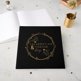 Elegante Black & Gold feiern gemeinsam und immer Gästebuch