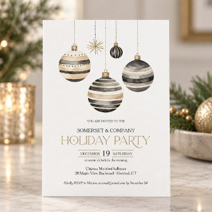 Elegante Black Gold Firmen-Weihnachtsfeier Einladung