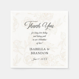 Elegante Black Gold Floral Wedding Party Serviette