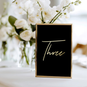 Elegante Black & Gold Foil Hochzeit Tischnummer