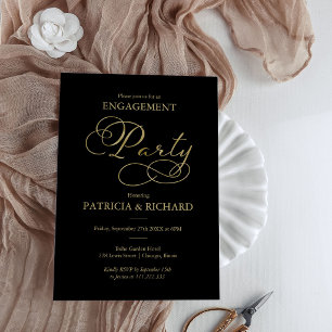 Elegante Black-Gold-Foil-Songwriter-Party Einladung