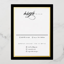 Elegante Black Gold Foil Wedding RSVP Cards Folien Feiertagspostkarte