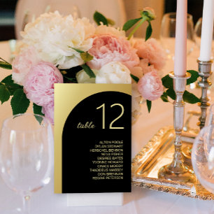Elegante Black Gold Gastname Wedding Tischnummer