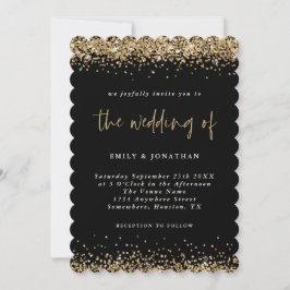 Elegante Black Gold Glitzer Borders Wedding Einladung