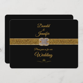 Elegante Black Gold Glitzer Brooch Einladung