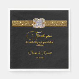 Elegante Black Gold Glitzer Brooch Serviette