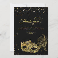 Elegante Black Gold Glitzer Masquerade Vielen Dank