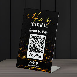 Elegante Black Gold Haar Salon Paypal Scan zu zahl Sockelschild