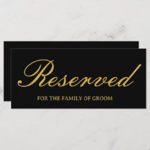 Elegante Black Gold Hochzeit Reservierte Signaturk