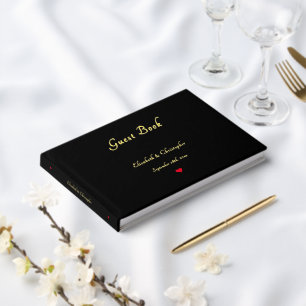 Elegante Black Gold Hochzeiten Jubiläum Keepake Gästebuch
