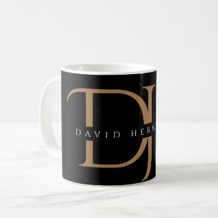 Elegante Black Gold Initials Monogram Modern Custo Kaffeetasse