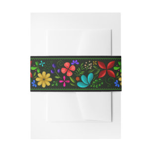 Elegante Black Gold Latin American Floral Wedding Einladungsbanderole