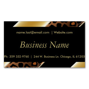 Elegante Black & Gold Leopard Streifen Magnetische Visitenkarte