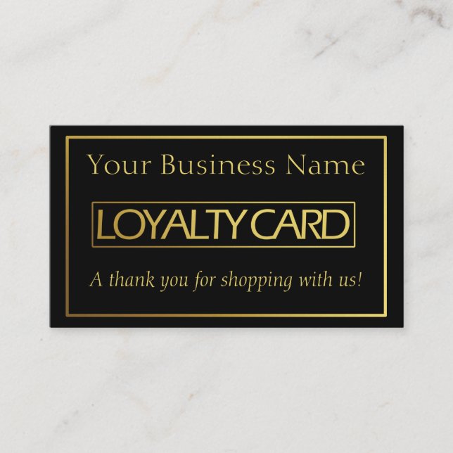 Elegante Black & Gold Loyalty Card Treuekarte (Vorderseite)