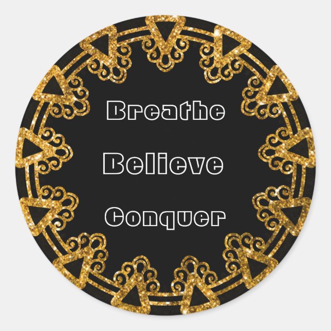 Elegante Black & Gold Mandala Motivation Stickers (Vorderseite)