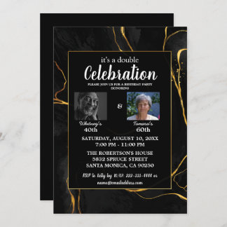 Elegante Black & Gold Marble Geburtstagsparty Einladung