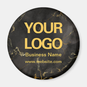 Elegante Black Gold Marmor Business Logo-Runde Magnet