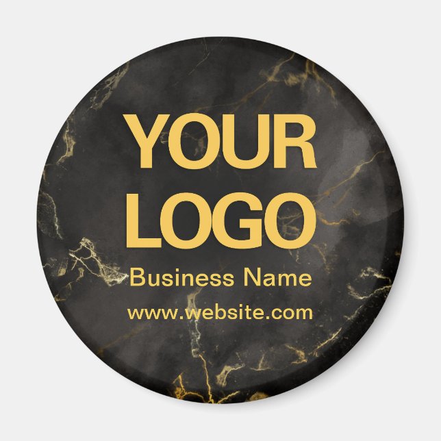 Elegante Black Gold Marmor Business Logo-Runde Magnet (Vorne)