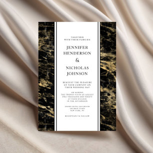 Elegante Black Gold Marmor Hochzeit Einladung