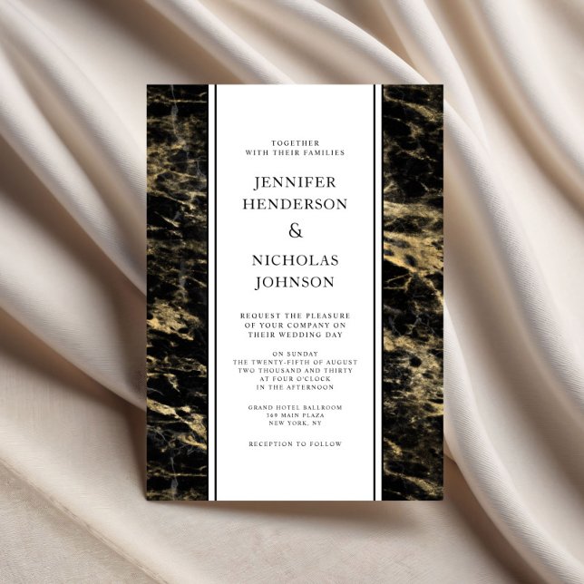 Elegante Black Gold Marmor Hochzeit Einladung (Elegant Black Gold Marble Wedding Invitation)