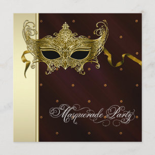 Elegante Black Gold Masquerade Party Einladungen