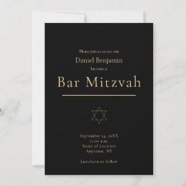 Elegante Black Gold Moderne Bar Mitzvah Einladung