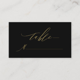 Elegante Black Gold Moderne Script Monogram Weddin Platzkarte