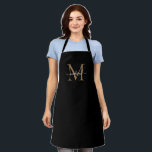 Elegante Black Gold Monogram Girly Feminine Script Schürze<br><div class="desc">Einfache Schwarze Gold Monogram Eleganine Feminine Script-Schürze</div>