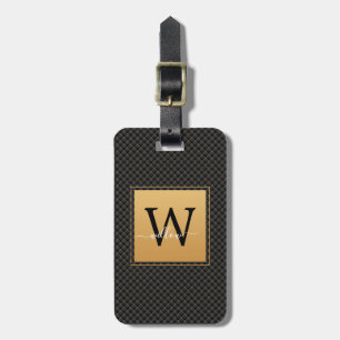 Elegante Black Gold Monogram Script Stilvolle Reis Gepäckanhänger