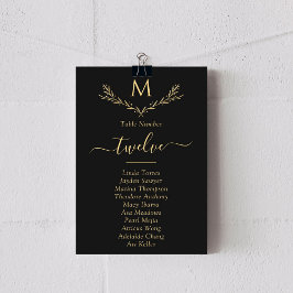 Elegante Black & Gold Monogram Wreath Wedding Card Einladung
