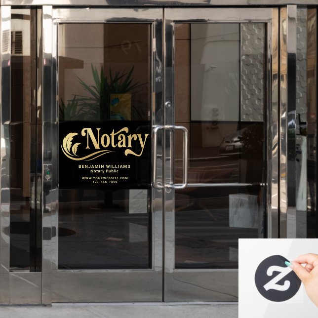 Elegante Black & Gold Notary Public Fensteraufkleber (Büro Tür)