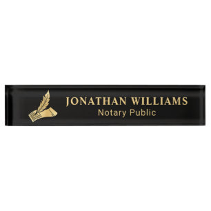 Elegante Black & Gold Notary Public Namensplakette