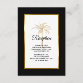 Elegante Black Gold Palm Tree Hochzeitsempfehlung Begleitkarte