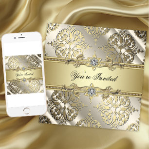 Elegante Black Gold Party Einladung