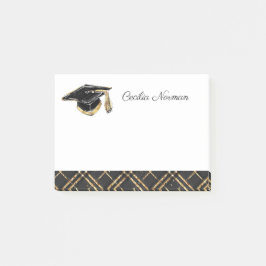 Elegante Black & Gold Personalisiert Graduation Ca Post-it Klebezettel