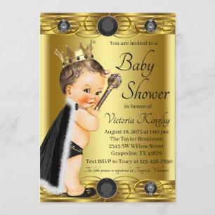 Elegante Black Gold Prince Jewel Baby Dusche Einladung