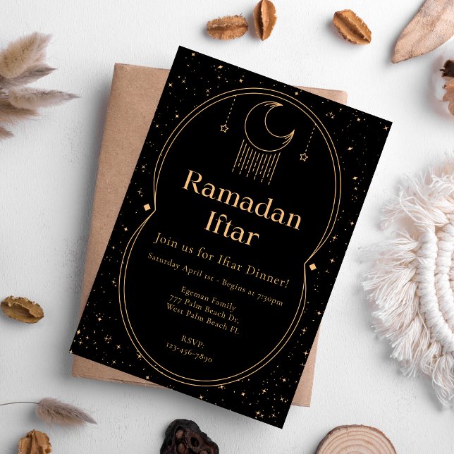 Elegante Black & Gold Ramadan Iftar Einladung (Von Creator hochgeladen)