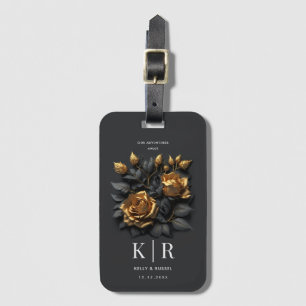 Elegante Black Gold Rose Couple Traveller Vacation Gepäckanhänger