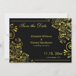 Elegante Black Gold Save the Date Hochzeit