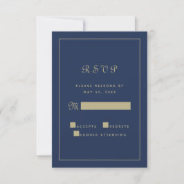 Elegante Black Gold Script Hochzeitsschick RSVP Karte