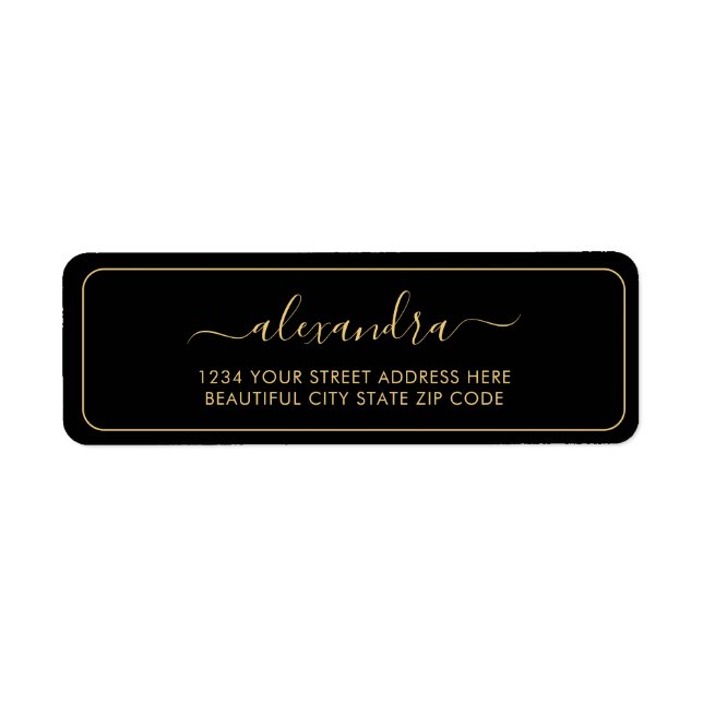Elegante Black-Gold-Script-Hochzeitsskripte-Rückse (Vorne)