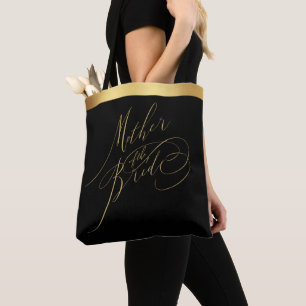 Elegante Black Gold Script Mutter der Bride Tasche